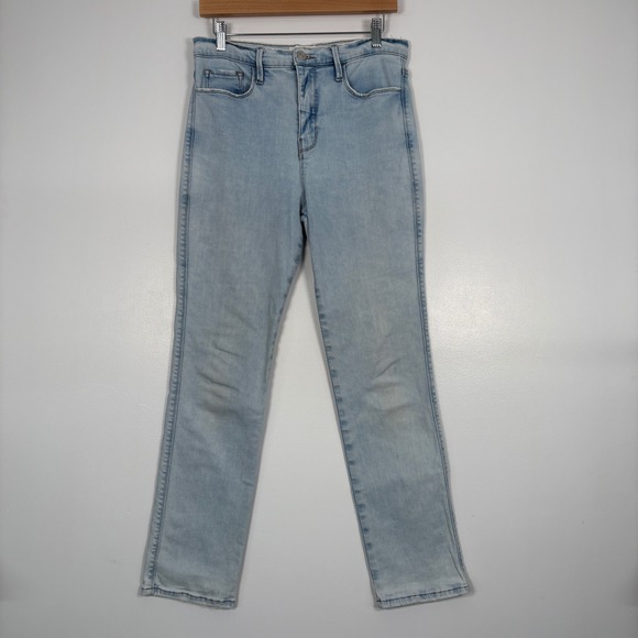 FRAME Denim - FRAME Women Jeans 29 Light Blue Le Sylvie Slender Straight High Rise Raw Edge